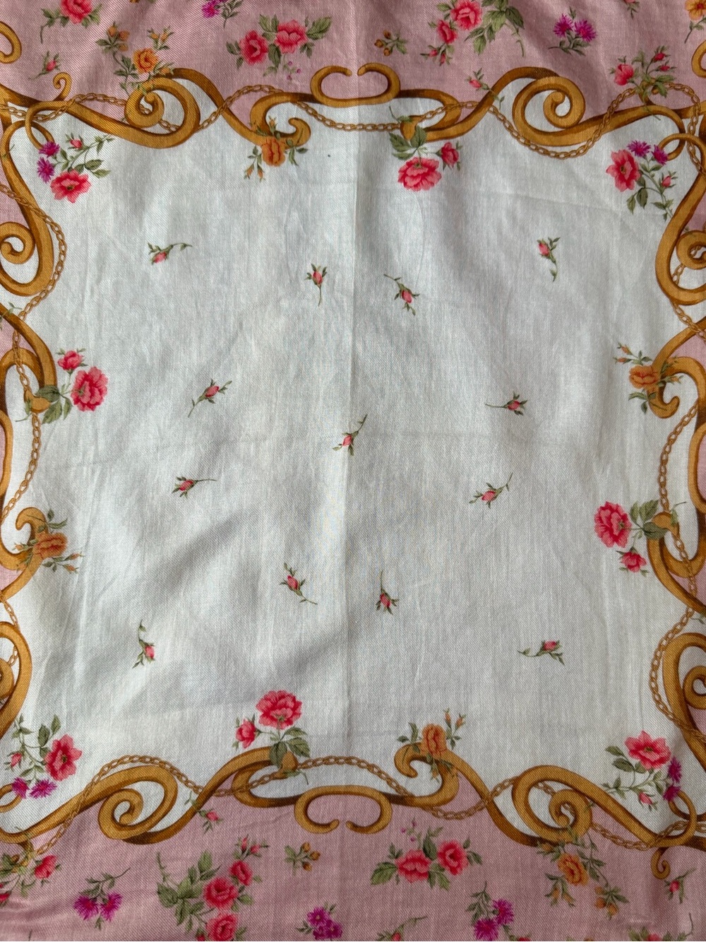 Burberry Pink Floral Cotton Scarf Bandana Hair Bow Bag Accessory Necketchief - Picture 7 of 10